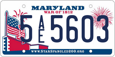 MD license plate 5AE5603