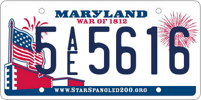 MD license plate 5AE5616