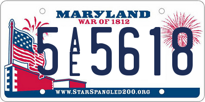 MD license plate 5AE5618