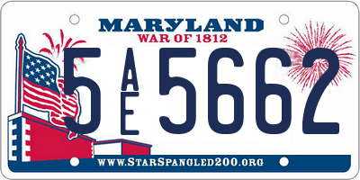 MD license plate 5AE5662