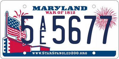 MD license plate 5AE5677