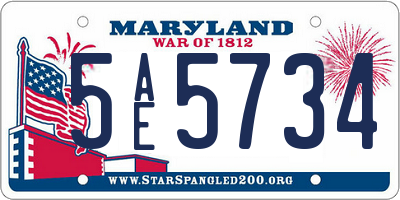 MD license plate 5AE5734