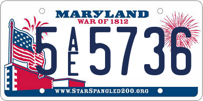 MD license plate 5AE5736