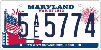 MD license plate 5AE5774