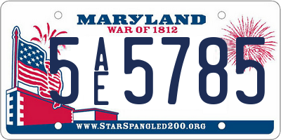 MD license plate 5AE5785