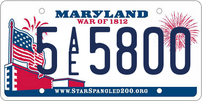 MD license plate 5AE5800