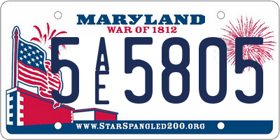 MD license plate 5AE5805