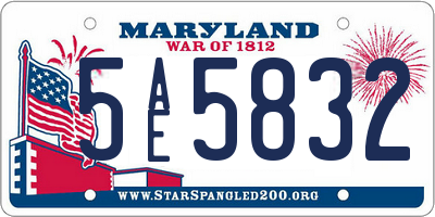 MD license plate 5AE5832