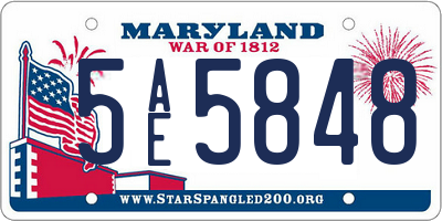 MD license plate 5AE5848