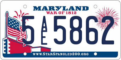 MD license plate 5AE5862