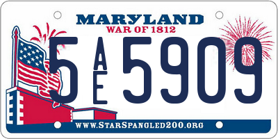 MD license plate 5AE5909