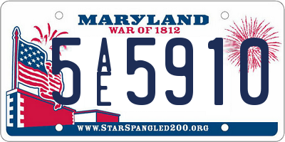 MD license plate 5AE5910