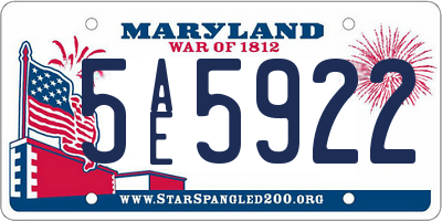 MD license plate 5AE5922