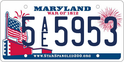 MD license plate 5AE5953