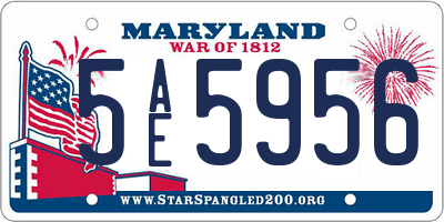 MD license plate 5AE5956
