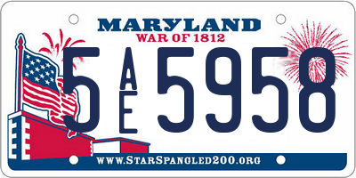 MD license plate 5AE5958