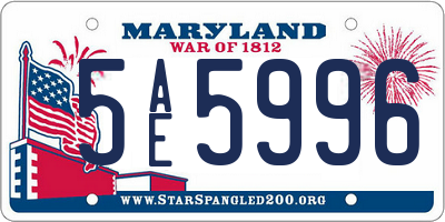 MD license plate 5AE5996
