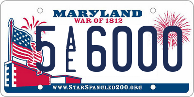 MD license plate 5AE6000