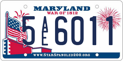 MD license plate 5AE6011