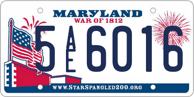 MD license plate 5AE6016