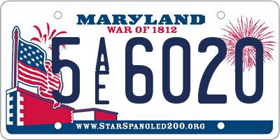 MD license plate 5AE6020