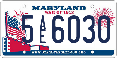 MD license plate 5AE6030