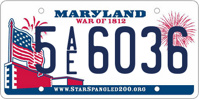 MD license plate 5AE6036