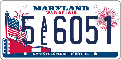 MD license plate 5AE6051