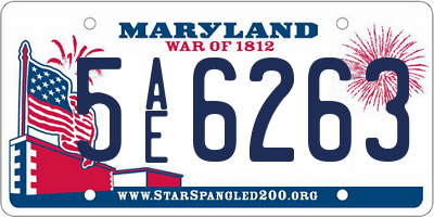MD license plate 5AE6263