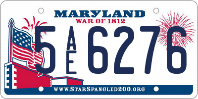 MD license plate 5AE6276