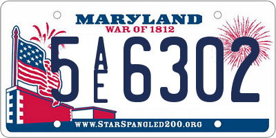 MD license plate 5AE6302