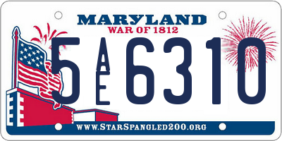 MD license plate 5AE6310