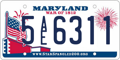 MD license plate 5AE6311