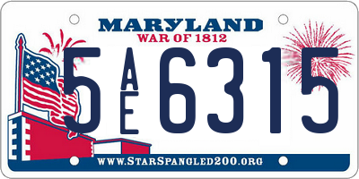 MD license plate 5AE6315
