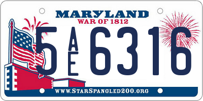 MD license plate 5AE6316