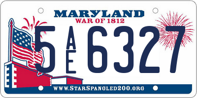 MD license plate 5AE6327