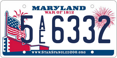 MD license plate 5AE6332