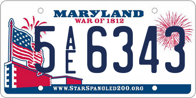 MD license plate 5AE6343