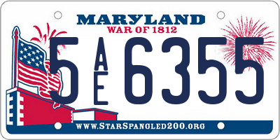 MD license plate 5AE6355