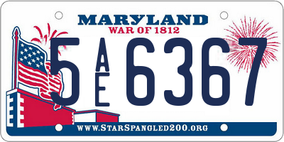 MD license plate 5AE6367
