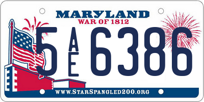 MD license plate 5AE6386