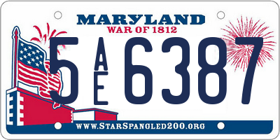 MD license plate 5AE6387