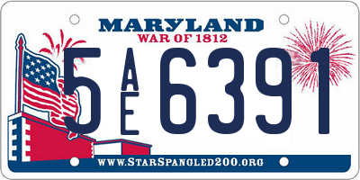 MD license plate 5AE6391
