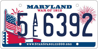 MD license plate 5AE6392