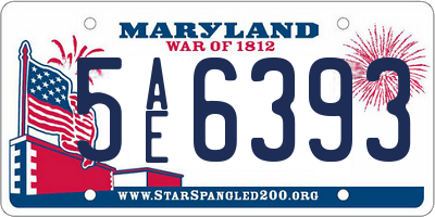 MD license plate 5AE6393