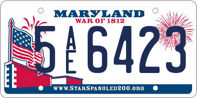 MD license plate 5AE6423