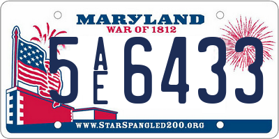 MD license plate 5AE6433