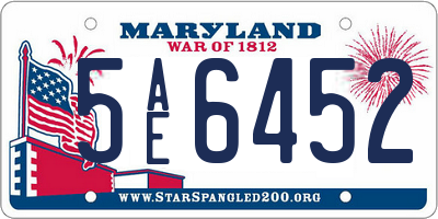 MD license plate 5AE6452