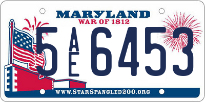 MD license plate 5AE6453