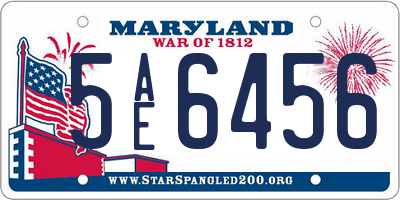 MD license plate 5AE6456